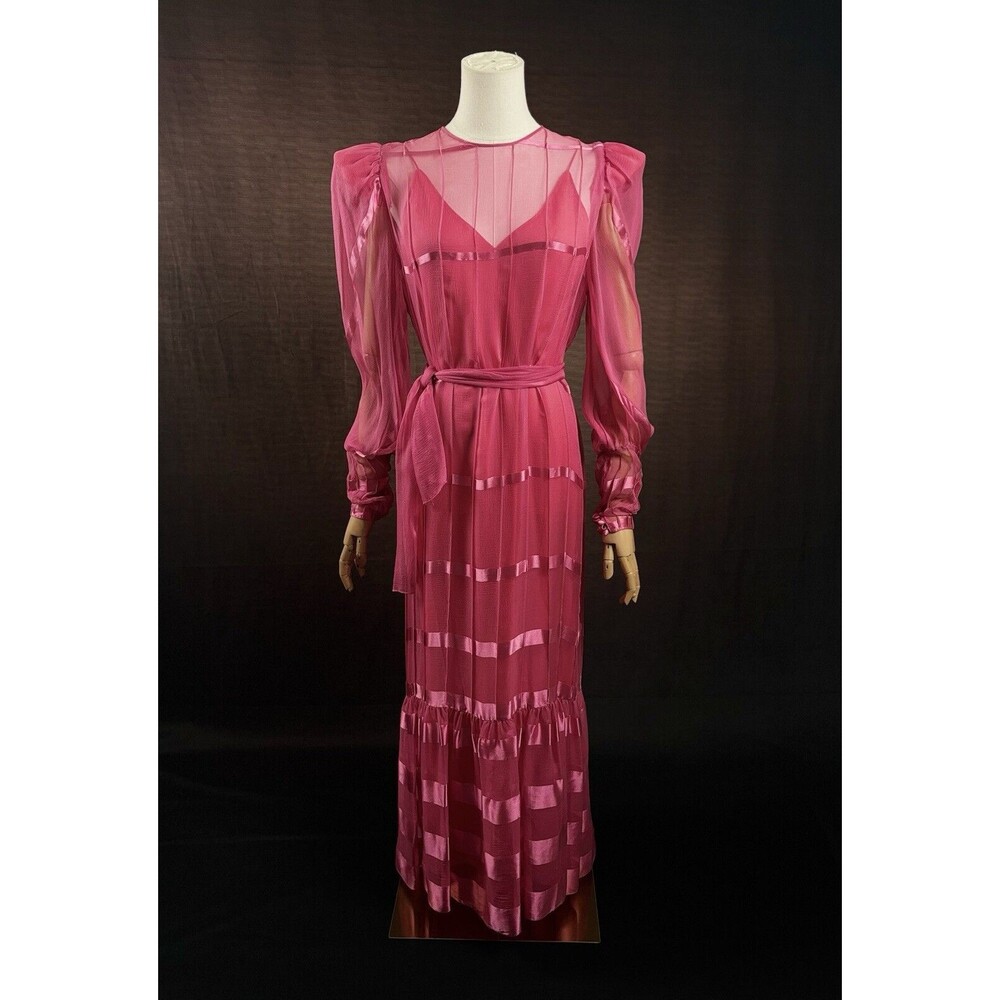 Beautiful 1980s Judy Hornby Couture Vintage 2pc Silk Dress & Slip Set sz 14
